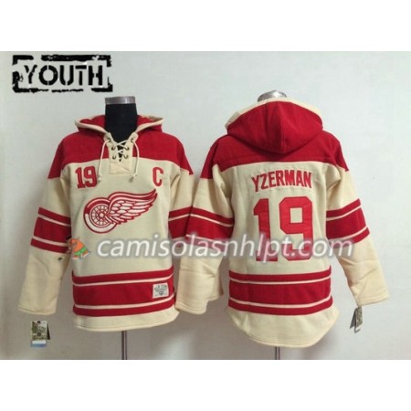 Camisola Detroit Red Wings Steve Yzerman 19 Cream Sawyer Hoodie - Criança